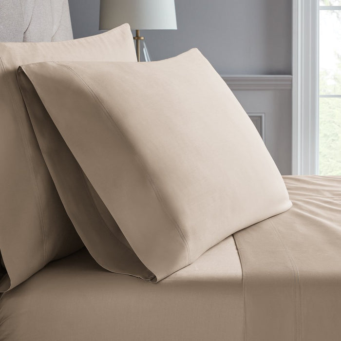 Hotel Style 800 Thread Count Cotton Rich Sateen Bed Sheet Set, Full, Beige, Set of 6