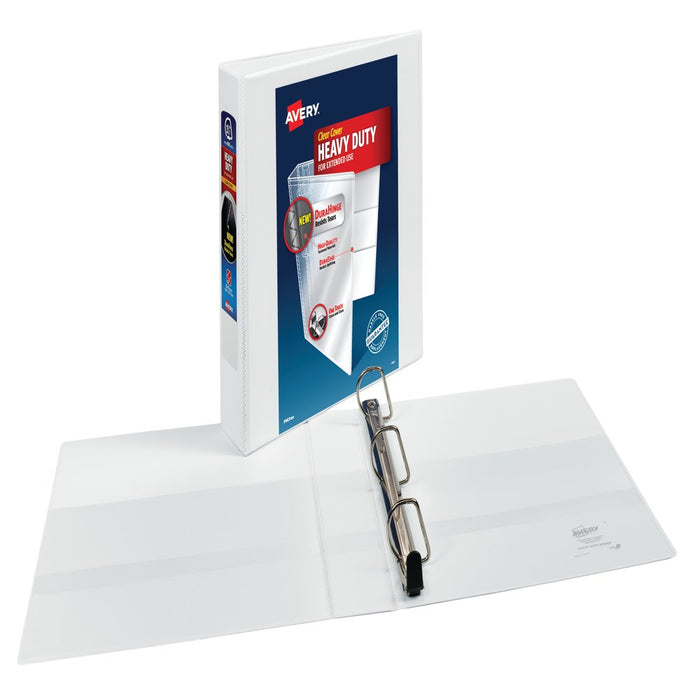Avery Heavy Duty View Binder, White, 1.5-Inch, Slant Ring, One-Touch, 375 Sheets (79308)