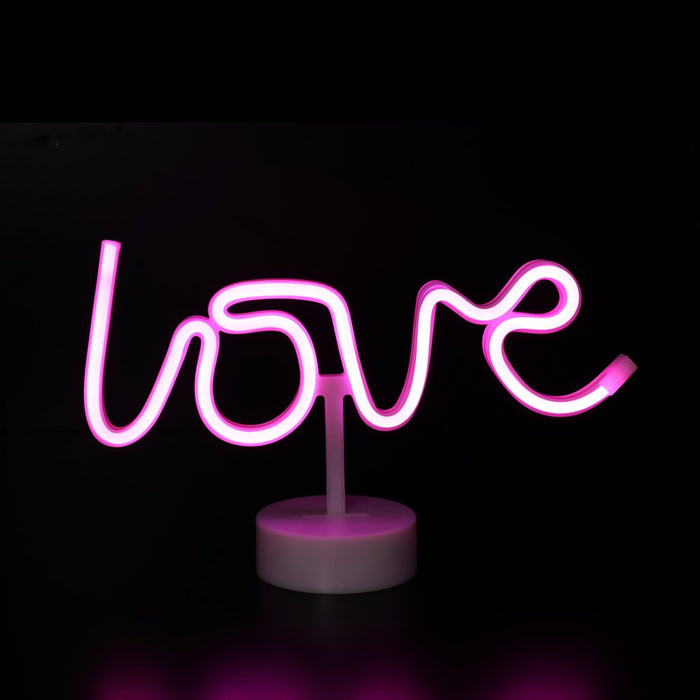 Ez-Illuminations Indoor Battery Operated Pink LED Neon-Style Love Light, with Built-In Timer