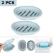 2Pcs Soap Dish with Drain, Soap Holder with Water Tray, Easy Cleaning Soap Saver Dry Stop, Mushy Soap Tray for Shower Bathroom Kitchen, Grey/Green/Blue/Pink