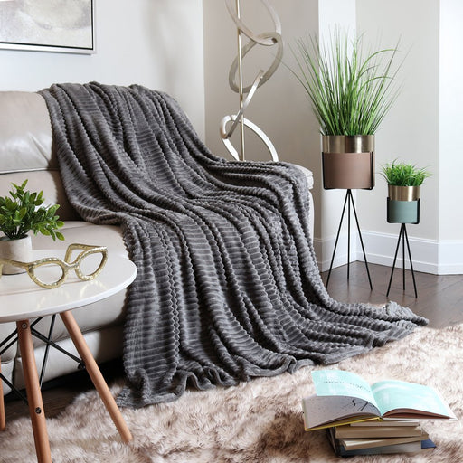 Cut Plush Fleece Throw Blanket - Super Soft Lightweight Fuzzy Luxury Bed Blanket for Sofa Couch Bed, Twin (66" X 90") Gray