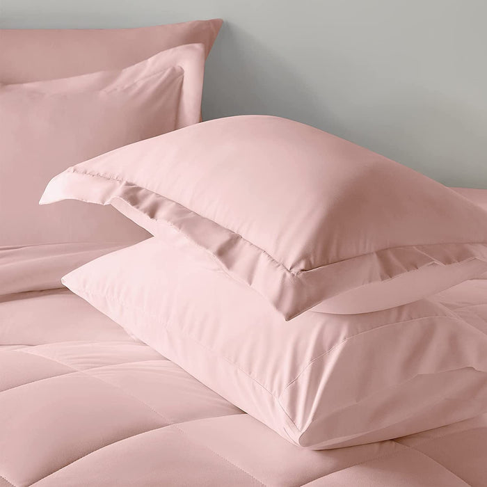 Queen Comforter Set with Sheets 7 Pieces Bed in a Bag Pink All Season Bedding Sets with Comforter, Pillow Shams, Flat Sheet, Fitted Sheet and Pillowcases