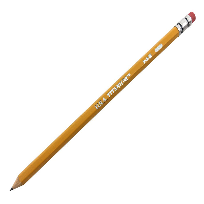 USA Titanium Premium Yellow No.2 Pencils 12 Count Sharpened Woodcase Pencils