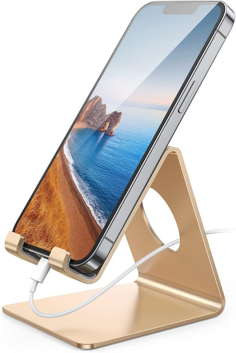 Cell Phone Stand, Desk Phone Holder Cradle, Compatible with Phone 12 Mini 11 Pro Xs Max XR X 8 7 6 plus SE, All Smartphones Charging Dock, Office Desktop Accessories - Silver