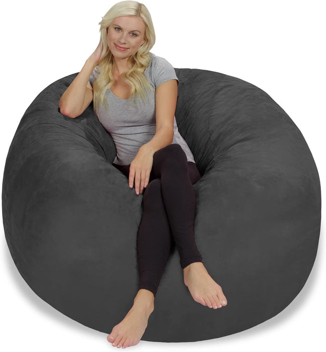 Bean Bag Chair: Giant 5' Memory Foam Furniture Bean Bag - Big Sofa with Soft Micro Fiber Cover - Charcoal