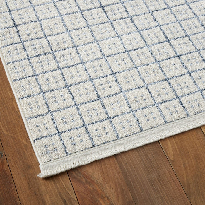 Wanda June Home Squares with Fringe Area Rug, Blue, 5'2" X 7'2" by Miranda Lambert