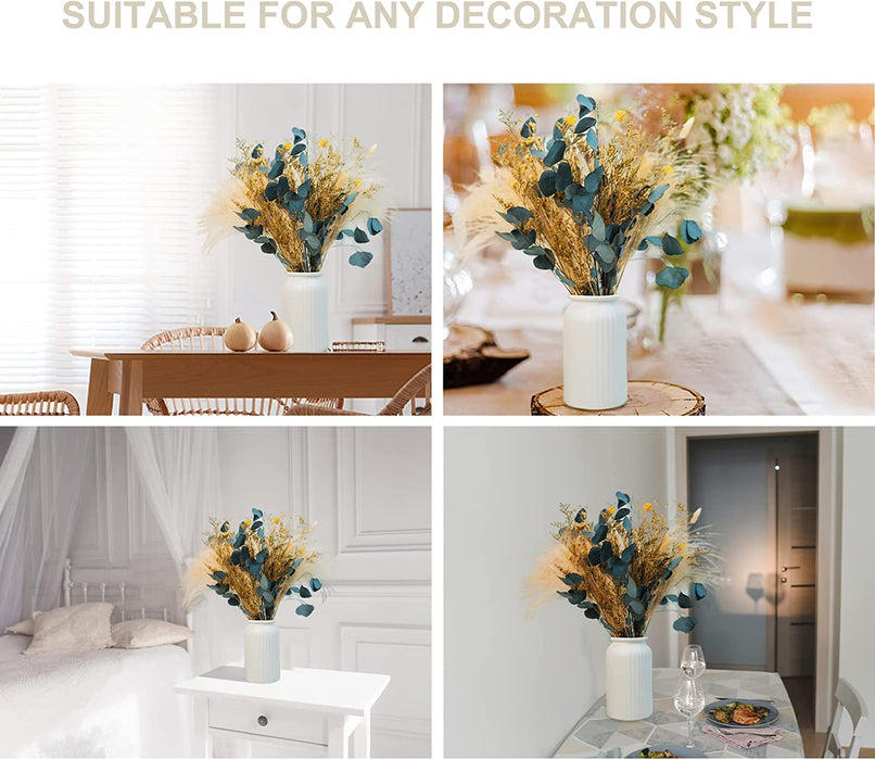 86PCS Natural Dried Pampas Grass Decor,Boho Room Decor Bouquet,Eucalyptus Dried Flowers,Centerpiece Table Decorations Bouquet for Wedding Floral Arrangements Home Living Room Decorations