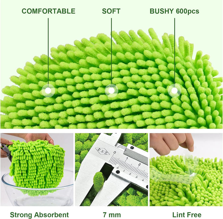 62" Car Wash Brush Kit Mitt Mop Sponge with Long Handle Chenille Microfiber Car Cleaning Brush Kit Supplies Car Washing Mop Kit Car Care Kit of Scratch-Free Replacement Head for Car RV Truck
