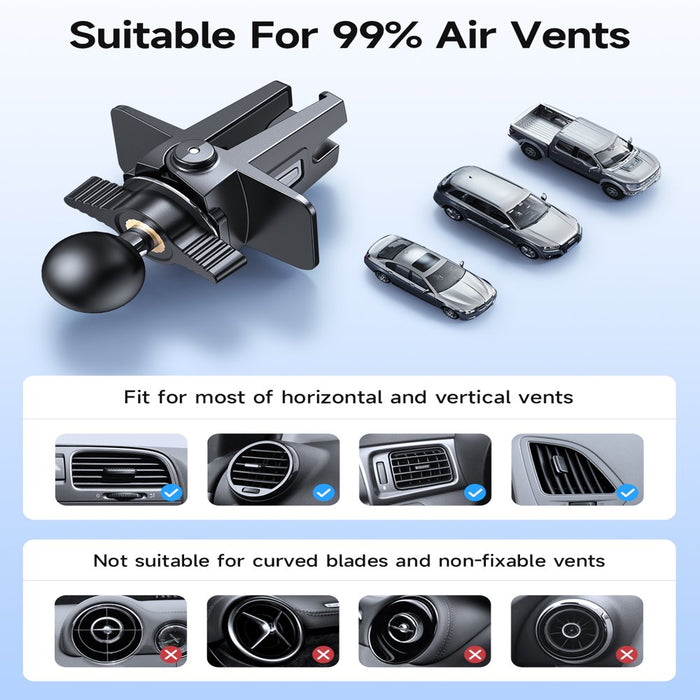 [2023 OVER-THE-TOP Stabiility]  Phone Mount for Car Vent Clip Universal Grey Car Phone Holder Mount Hands-Free Cell Phone Holder for Car Air Vent Clip for Iphone 14 Samsung Note ＆ All Phones
