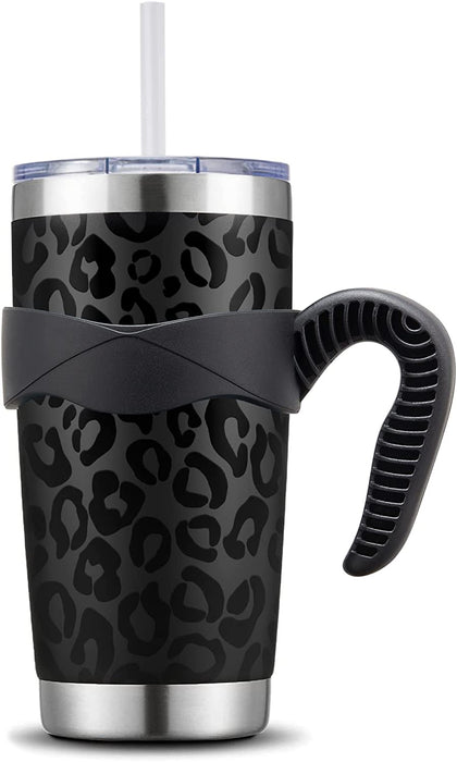 20 Oz Tumbler Mug with Lid and Straw, Insulated Travel Coffee Mug with Handle, Double Wall Stainless Steel Vacuum Coffee Tumbler, Thermal Coffee Cup, Navy Blue