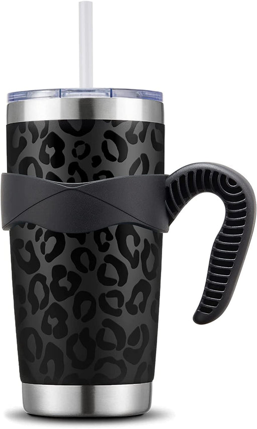 20 Oz Tumbler Mug with Lid and Straw, Insulated Travel Coffee Mug with Handle, Double Wall Stainless Steel Vacuum Coffee Tumbler, Thermal Coffee Cup, Navy Blue