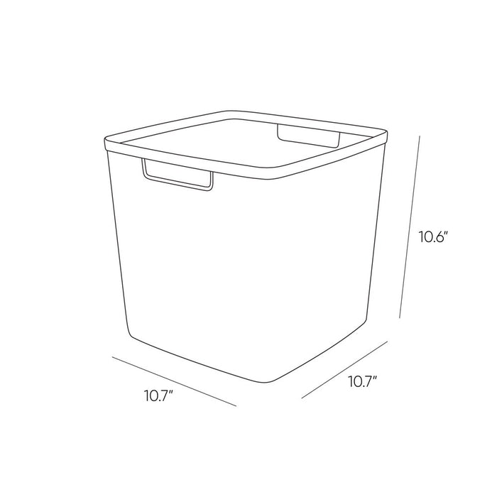 Jute 11" Cube Basket, Resin Plastic Storage Bin, Grey Flannel