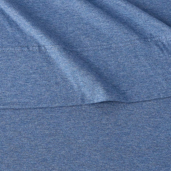 Cotton Jersey Bed Sheet Set - 4 Pieces, Queen, Chambray Blue