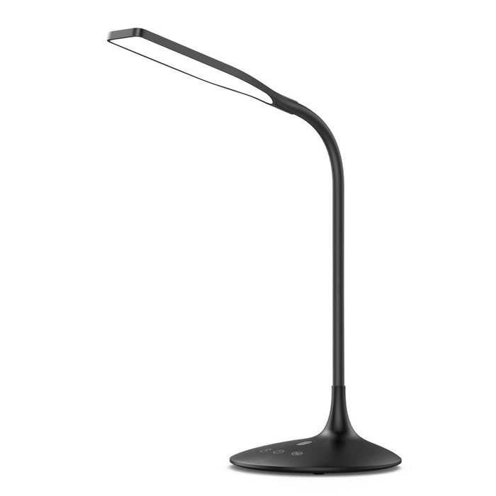 LED Desk Lamp, 15" Flexible Gooseneck Table Lamp, Dimmable Office Reading Lamp with Smooth Brightness Adjustment Touch Control, Black