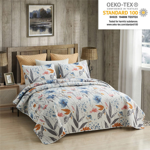 King Quilt Set, 3-Piece King Size Quilt Set with 2 Pillow Shams- Boho Reversible Soft and Lightweight King Quilt Bedding Bedspread Coverlet Set