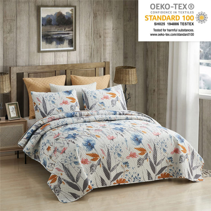 King Quilt Set, 3-Piece King Size Quilt Set with 2 Pillow Shams- Boho Reversible Soft and Lightweight King Quilt Bedding Bedspread Coverlet Set