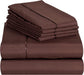 6 PC Sheet Set Sheets Deep Pockets 18" Eco Friendly Wrinkle Free Sheets Machine Washable Hotel Bedding Silky Soft - Brown Queen