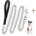 49.6In Metal Dog Leash, Heavy Duty Chew Proof Pet Leash Chain with Padded Handle for Large Medium Size Dogs