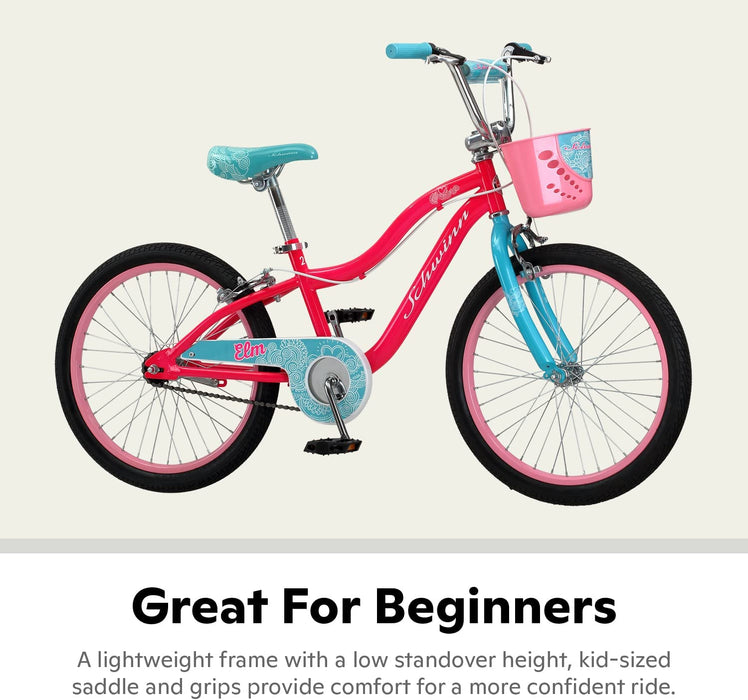Koen & Elm Big Kids Bike, 20-Inch Wheels, Kickstand Included, Basket or Number Plate, Ages 7-13 Years Old, Rider Height 48-60-Inches
