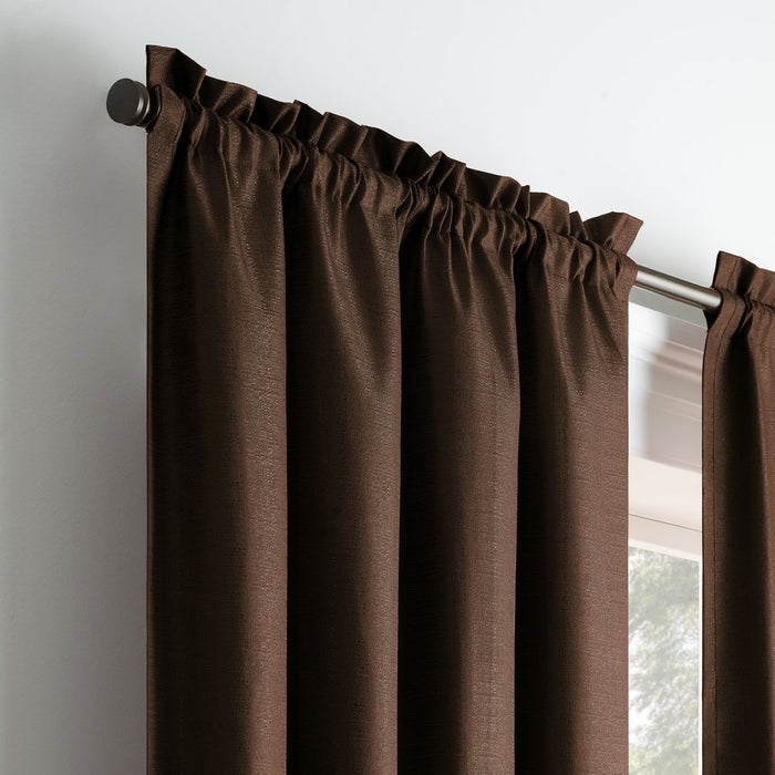 Eclipse Samara Solid Color Blackout Rod Pocket Single Curtain Panel, Espresso, 42 X 54