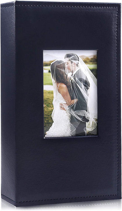Photo Picture Album 4X6 300 Photos,Small Capacity Premium Leather Cover Wedding Family Photo Albums Holds 300 Horizontal Photos(Black)