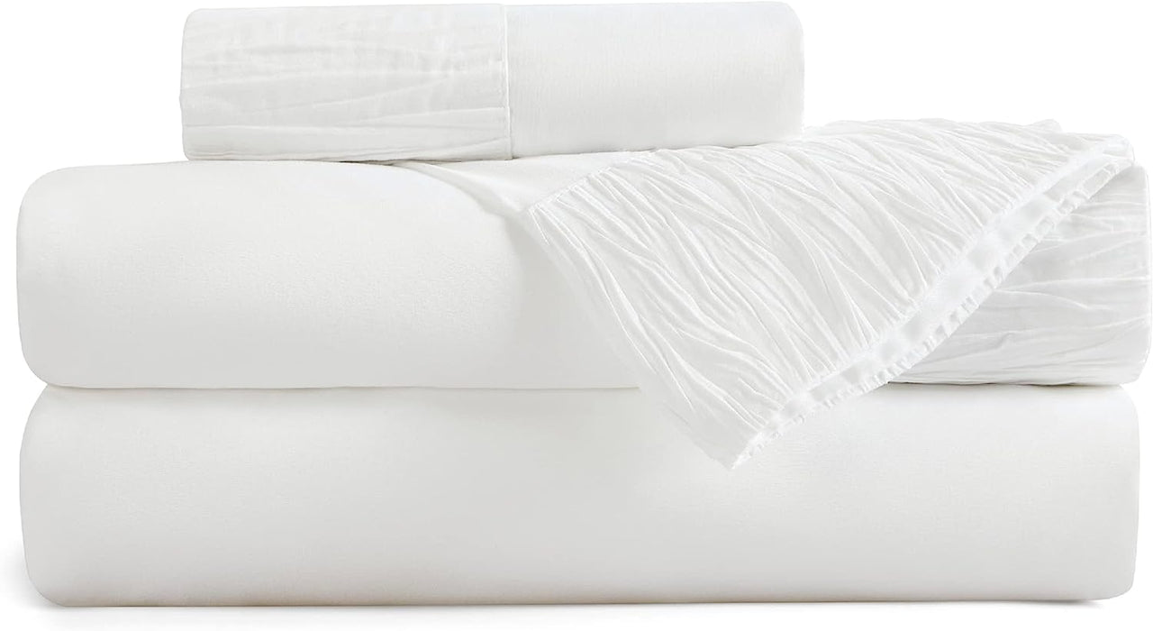 Bedsure Twin Sheets Set - Soft 1800 Twin Bed Sheets for Boys and Girls, 3 Pieces Hotel Luxury White Sheets Twin, Easy Care Polyester Microfiber Cooling Bed Sheet Set