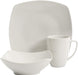 Gibson Home Amelia Court Porcelain Dinnerware Set, Service for 4 (12Pcs), White (Soft Square)