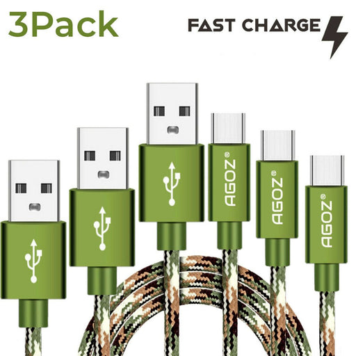 3 Pack 10Ft Camo Type-C USB Fast Charging Charger Cable for Samsung Galaxy S22, S21, S20, S10, S9, Note 20 10 9 8, A02S A03S A13 A14 A20 A23 A32 A42 A52 A53 A71, Z Fold 4, Z Flip 4