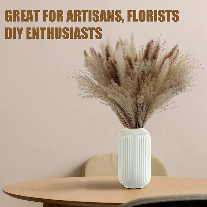85Pcs Boho Home Decor Dried Flowers Arrangements White & Natural Pampas Grass, Reed, Bunny Tails