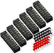 Terminal Block and Strip - 12Pcs (6 Sets) 4 Positions Dual Row 600V 25A Screw Terminal Strip Blocks with Cover + 400V 25A 4 Positions Pre-Insulated Terminals Barrier Strip Black & Red