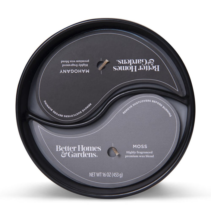 Better Homes & Gardens 16Oz Mahogany & Moss Duo Scented 2-Wick Ceramic Candle