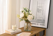 Fake Flowers with Vase, Silk Roses Artificial Flowers in Vase, Faux Flower Arrangement with Vase Suitable for Home Office Decoration, Dining Table Centerpiece(White)