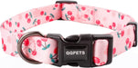 QQPETS Adjustable Soft Dog Collar: Print Flower Pink Multicolor Cute Patterns for XS Small Medium Large Pet Girl Boy Puppy Walking Running Training (M, Bone)