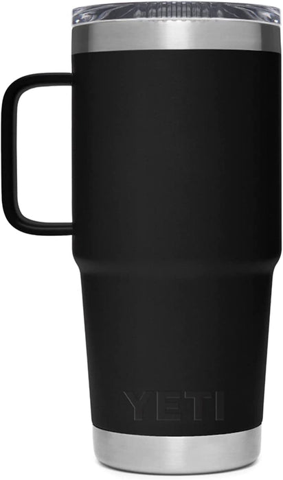 Rambler 20 Oz Travel Mug, Stainless Steel, Vacuum Insulated with Stronghold Lid, Black