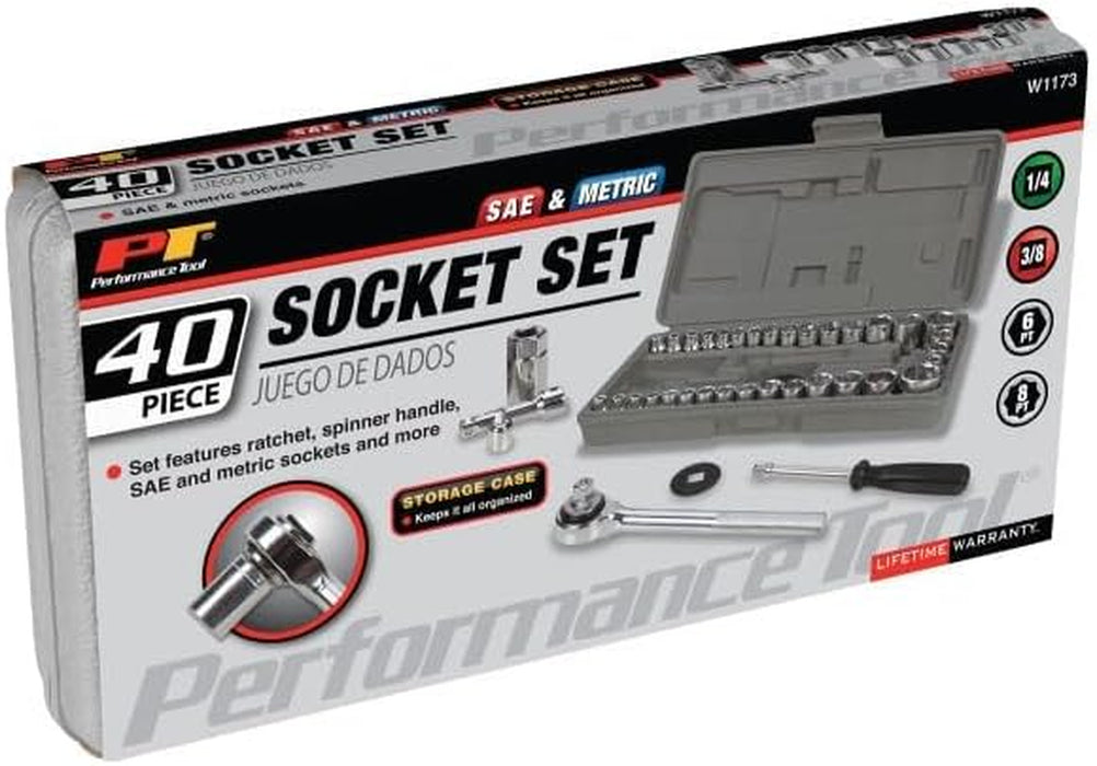 W1173 Sae/Metric 40-Piece SAE and Metric Socket Set, 1/4-Inch & 3/8-Inch Drive