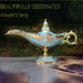 Legend Aladdin Lamp Magic Genie Wishing Light, Classic Arabian Nights Costume Props Lamp Table Decor for Home Wedding Party Halloween Birthday Beautiful Gift Toy for Women Girl (Lake Blue)