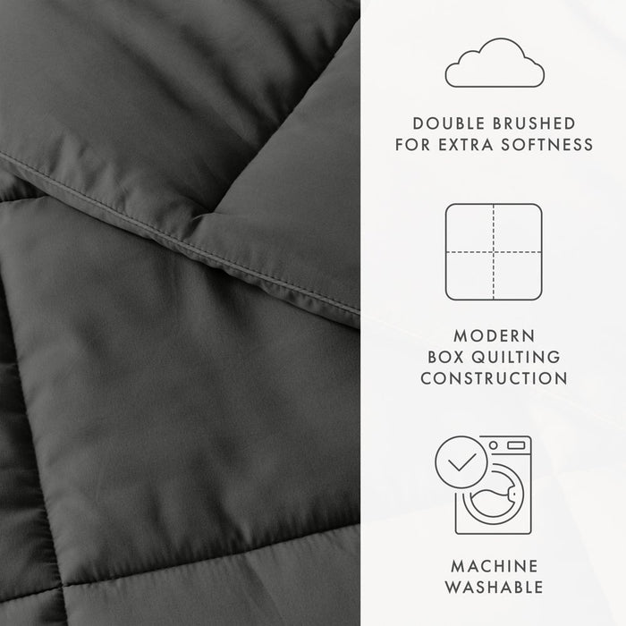 Gray All Season Alternative down Solid Comforter, King/Cal King, by Noble Linens