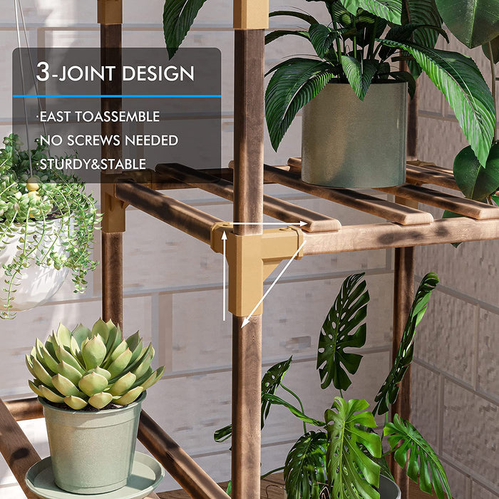 Plant Stand Indoor, Outdoor Wood Plant Stands for Multiple Plants, Plant Shelf Ladder Table Plant Pot Stand for Living Room, Patio, Balcony, Plant Gardening Gift