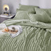 Queen Seersucker Comforter Set with Sheets Green Bed in a Bag 7-Pieces All Season Bedding Sets with Comforter, Pillow Sham, Flat Sheet, Fitted Sheet, Pillowcase