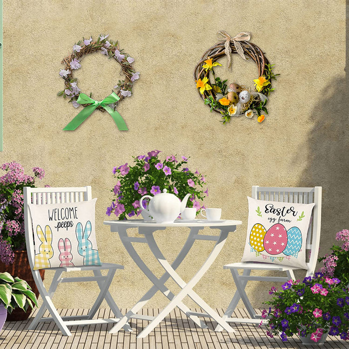 Easter Decorations Pillow Covers 18X18 Set of 4 - Easter Bunny Easter Eggs Spring Decor, Easter Throw Pillows Cushion Covers Farmhouse/Home Decor for Table, Sofa, Restaurant (18X18 Inch)
