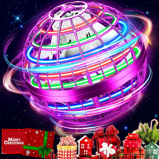 Flying Orb Ball Toys,Galactic Fidget Spinner for Kids,Magic Boomerang Spinner with Flashing LED Lights,Hand Controller Mini Drone for Kids Adults Outdoor Indoor,Cool Toys (Purple)