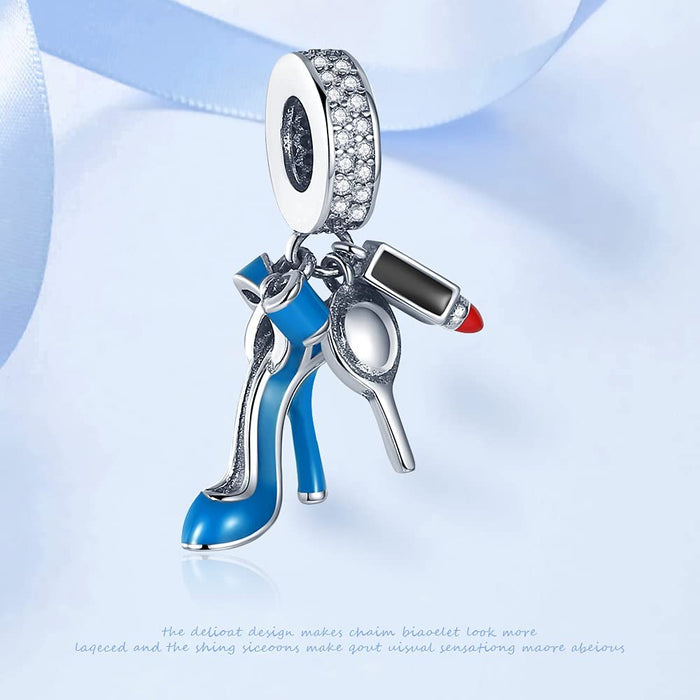 High-Heeled Shoes Charm Fit Pandora Charms Bracelet ，925 Sterling Silver Fashion Personality Charms Bead Charms with Crystal Pendant for Women Bracelet&Necklace