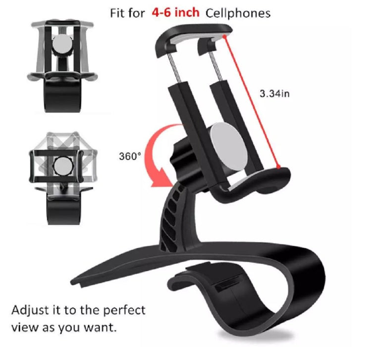 Universal Car Dashboard Mount Holder Stand HUD Design Cradle, Car Phone Holder, Clamp Arm Car Mount Dashboard Mobile Clip Stand for Cell Phone GPS