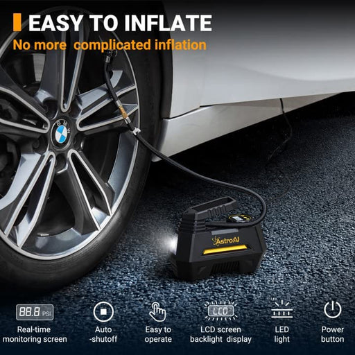 Tire Inflator Portable Air Compressor Air Pump for Car Tires - Car Accessories, 12V DC Auto Tire Pump with Digital Pressure Gauge, 100PSI with Emergency LED Light for Car, Bicycle, Balloons