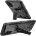 Alcatel TCL A3X A600DL Belt Clip Holster Kickstand Shock Proof Phone Case with Tempered Glass Screen Protector - Black