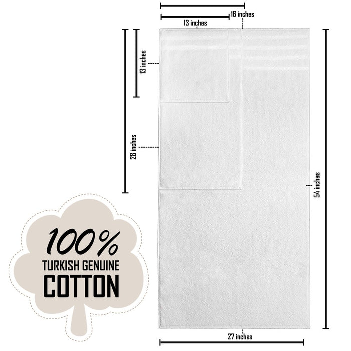 6 Piece Premium Bath Towel Set, 100% Turkish Cotton Towels for Bathroom, White