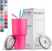 30 Oz Tumbler with Lids and Straws,18/8 Stainless Steel Vacuum Insulated Coffee Tumbler,Insulated Travel Mug Water Cup with Leak-Proof Straw Lid & Flip Lid,3 Metal Straws,1 Cleaning Brush & Gift Box