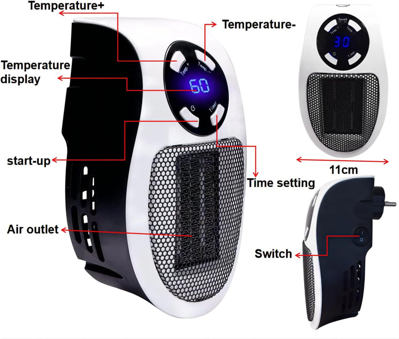 Alpha Heater, Space Heaters for Indoor Use, 500W Electric Alpha Heater Plug in Wall, Smart Wall Outlet Portable Ceramic Heaters with Adjustable Thermostat for Room