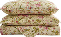 Quilt Set, 3-Piece Quilt Sets with 2 Pillow Shams - Boho Reversible Soft and Lightweight Quilt Bedding Bedspread Coverlet Set (Beige Floral, King)