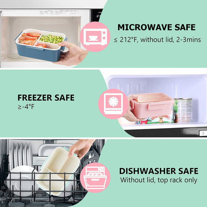 Kids Lunch Box - 3 Compartment Leakproof Lunch Container with Spoon & Fork - BPA Free - Portion-Controlled Meals and Snack Packing (Green)